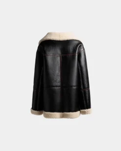 Jacke Aus Schwarzem Leder Mit Shearling-Futter