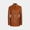 Jacke Mit Gürtel Aus Leder In Braun