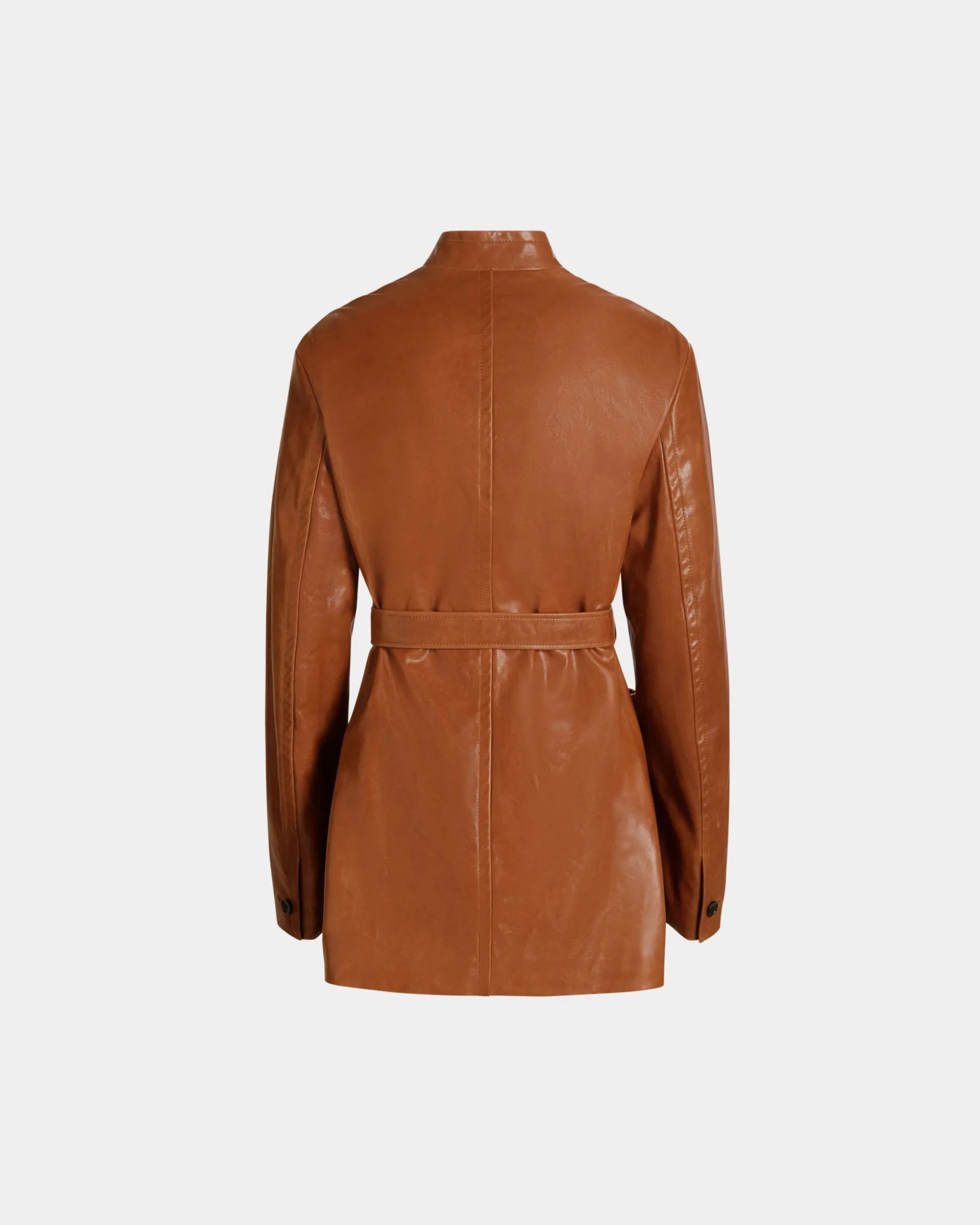 Jacke Mit Gürtel Aus Leder In Braun