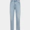 Jeanshose Aus Baumwolle In Hellem Indigoblau
