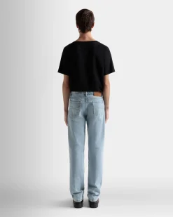 Jeanshose Aus Baumwolle In Hellem Indigoblau