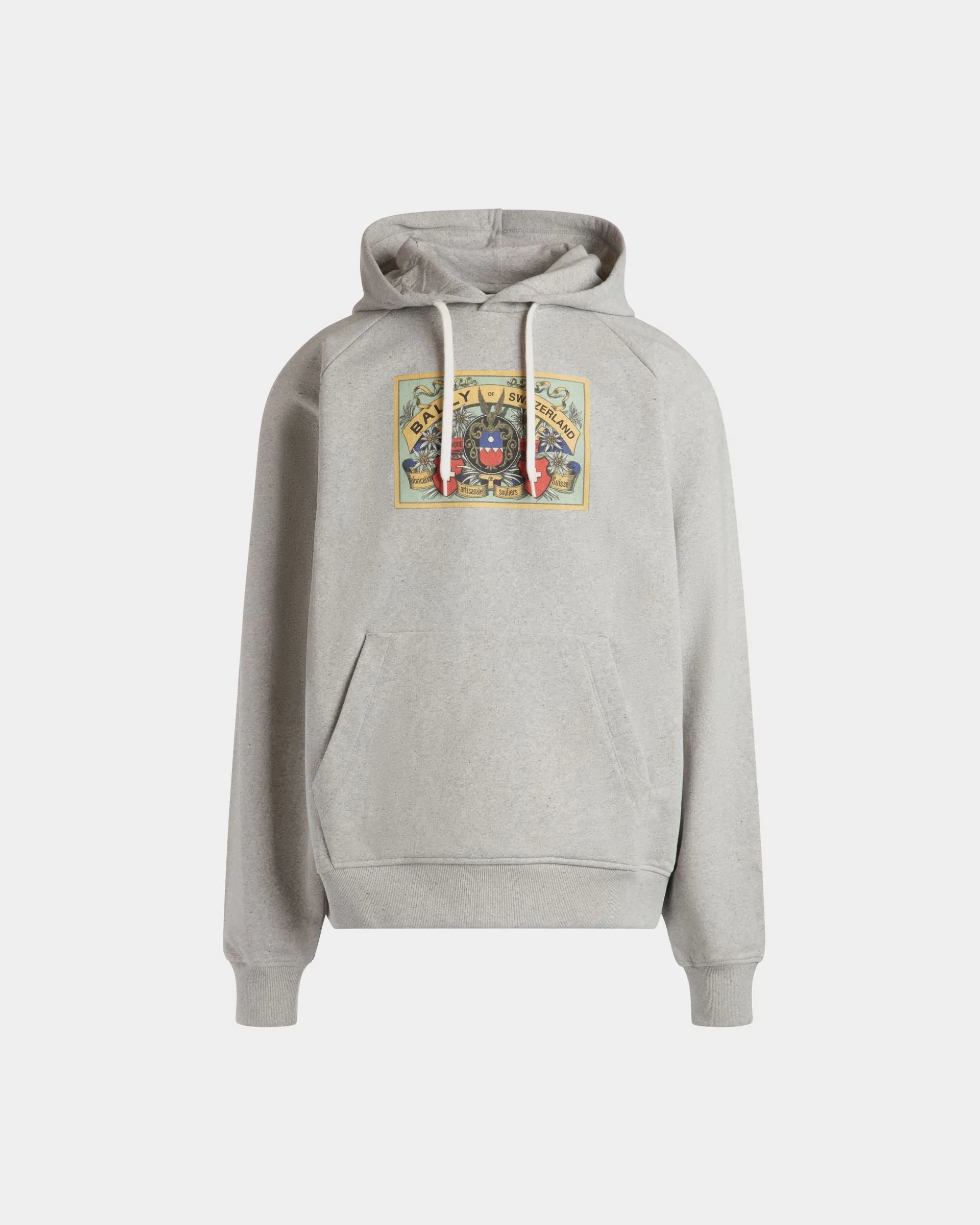 Kapuzenpullover Aus Baumwolle In Grau Meliert Mit Bally Crest Label