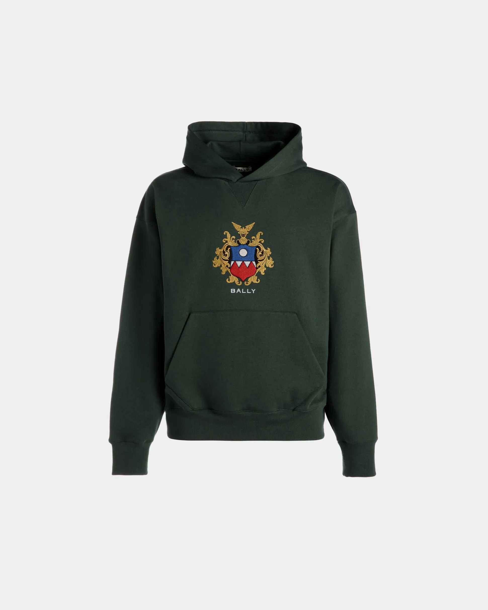Kapuzenpullover Aus Baumwolle In Bottle Green Mit Bally Crest Logo
