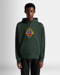 Kapuzenpullover Aus Baumwolle In Bottle Green Mit Bally Crest Logo