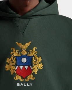Kapuzenpullover Aus Baumwolle In Bottle Green Mit Bally Crest Logo