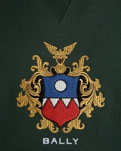 Kapuzenpullover Aus Baumwolle In Bottle Green Mit Bally Crest Logo