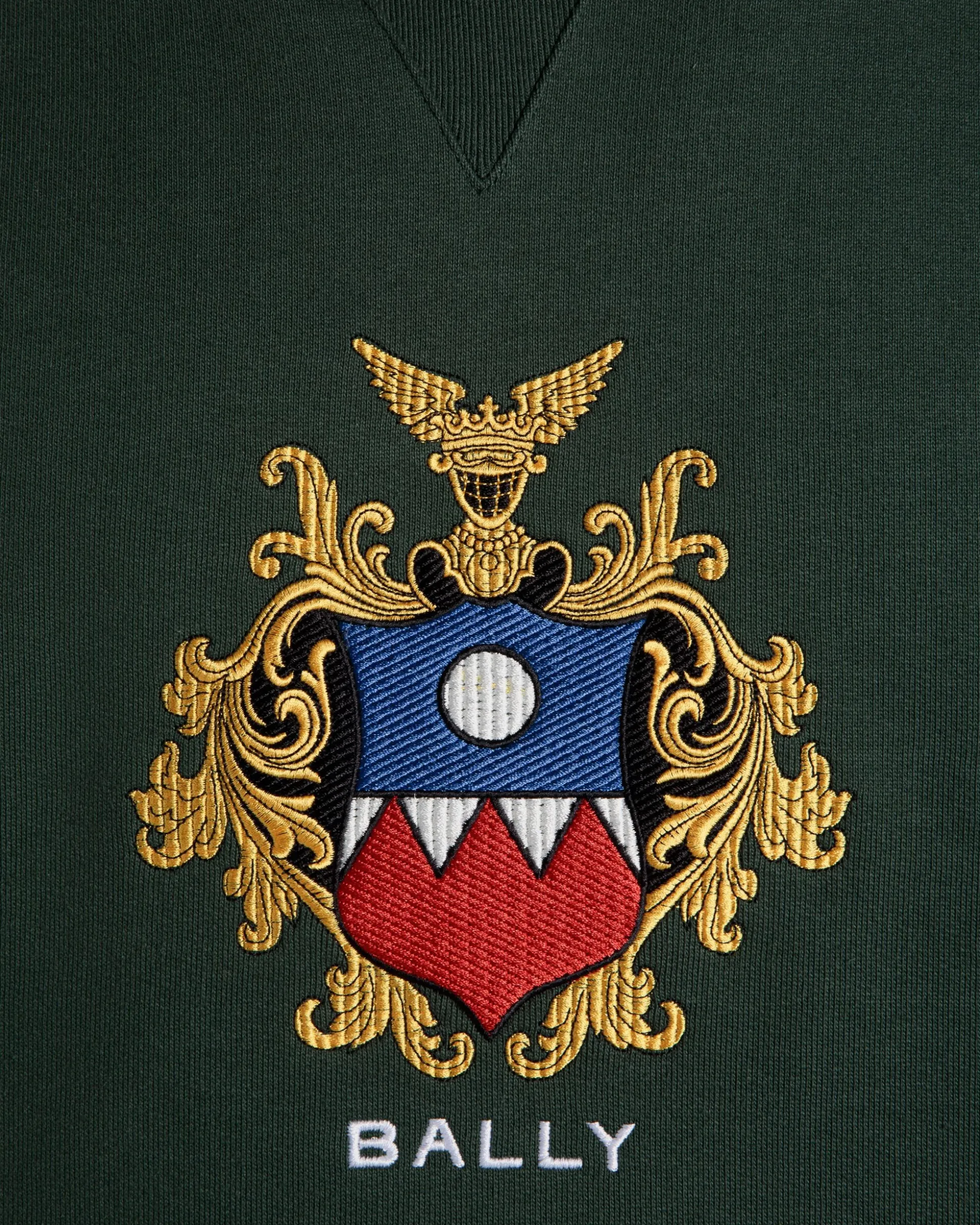 Kapuzenpullover Aus Baumwolle In Bottle Green Mit Bally Crest Logo