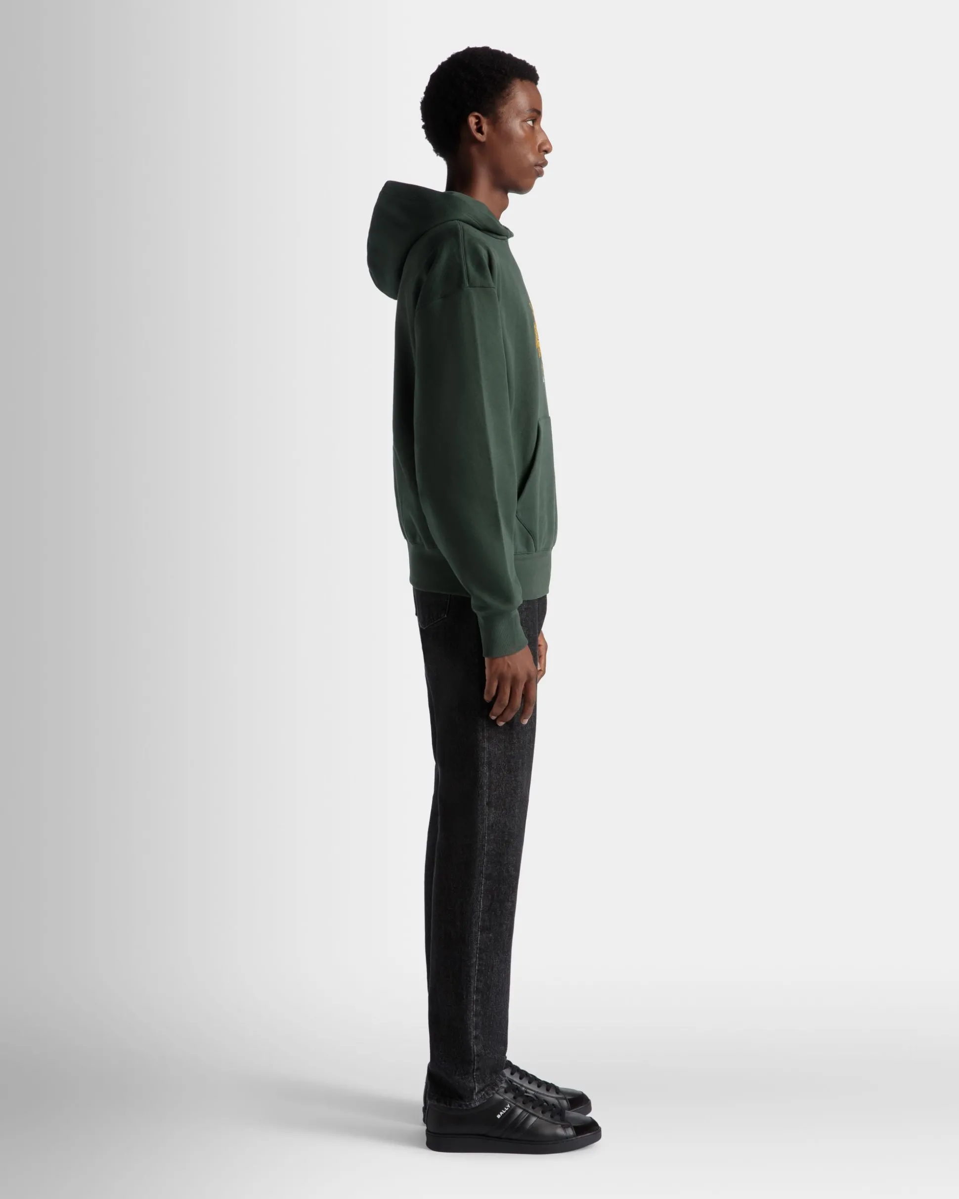 Kapuzenpullover Aus Baumwolle In Bottle Green Mit Bally Crest Logo