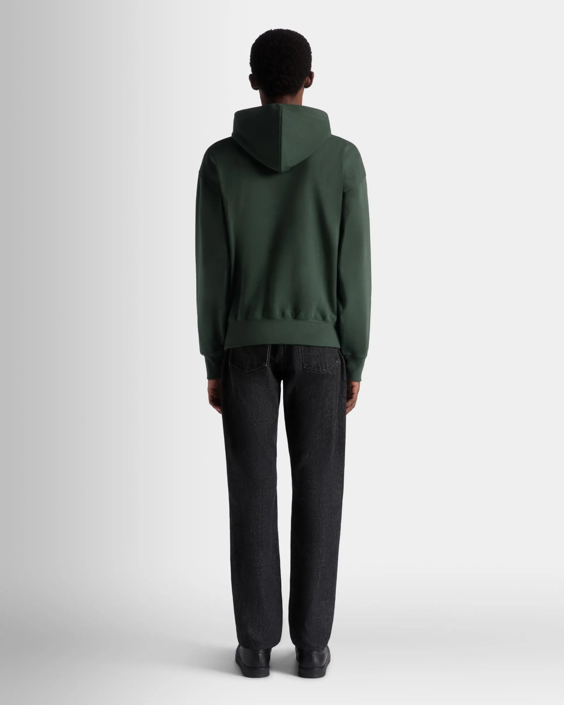 Kapuzenpullover Aus Baumwolle In Bottle Green Mit Bally Crest Logo