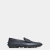 Kerbs Driver-Schuh Aus Genarbtem Leder In Blau