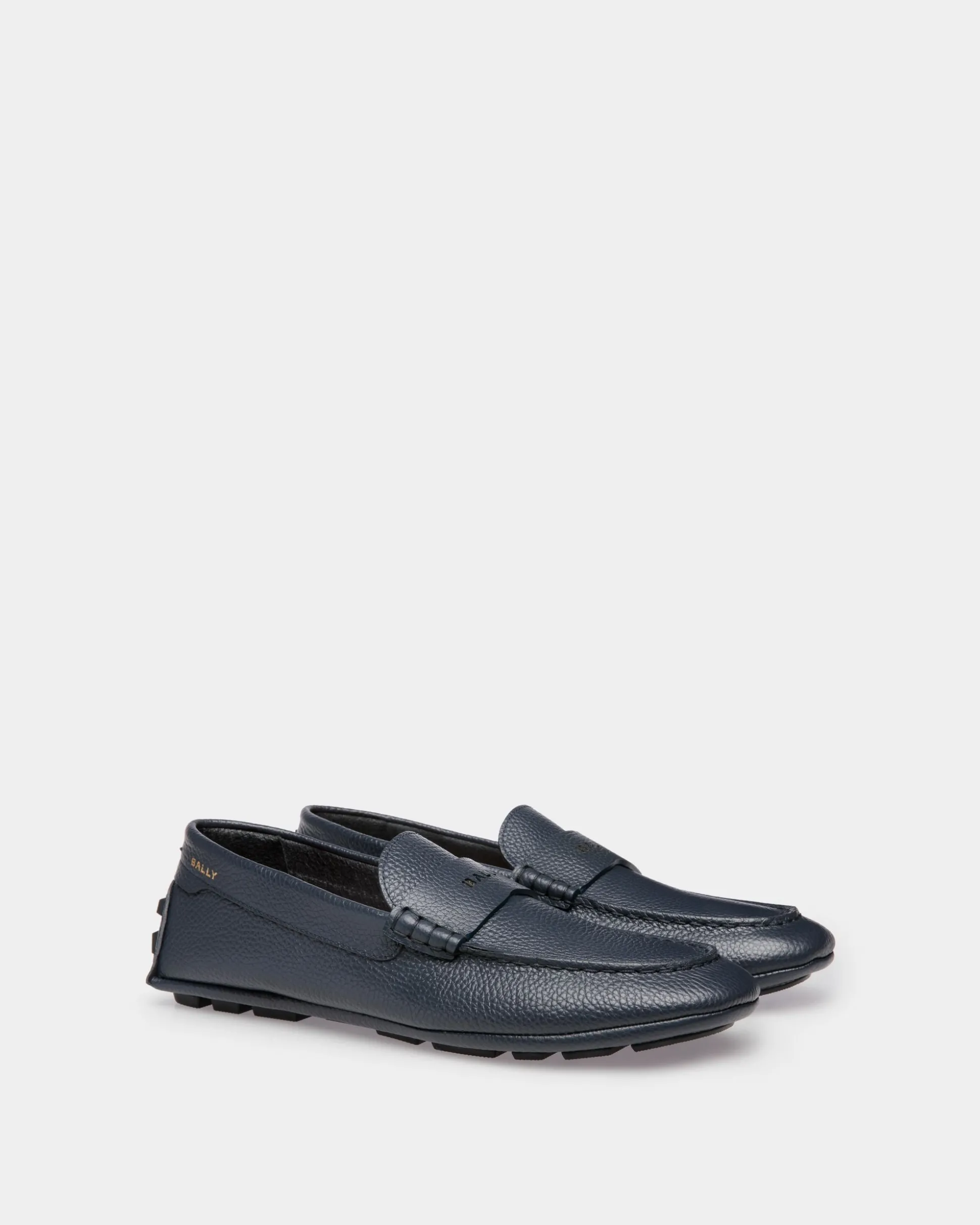 Kerbs Driver-Schuh Aus Genarbtem Leder In Blau
