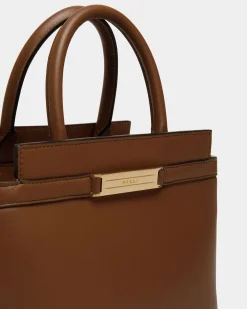 Kleine Deco Tragetasche Aus Leder In Braun
