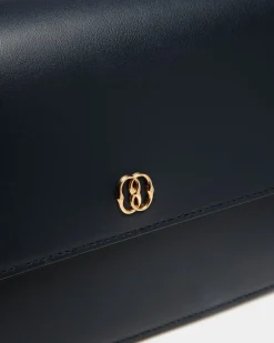 Kleine Emblem Umhängetasche Aus Leder In Navy Blue