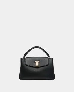 Kleine Lock Me Henkeltasche Aus Genarbtem Leder In Schwarz