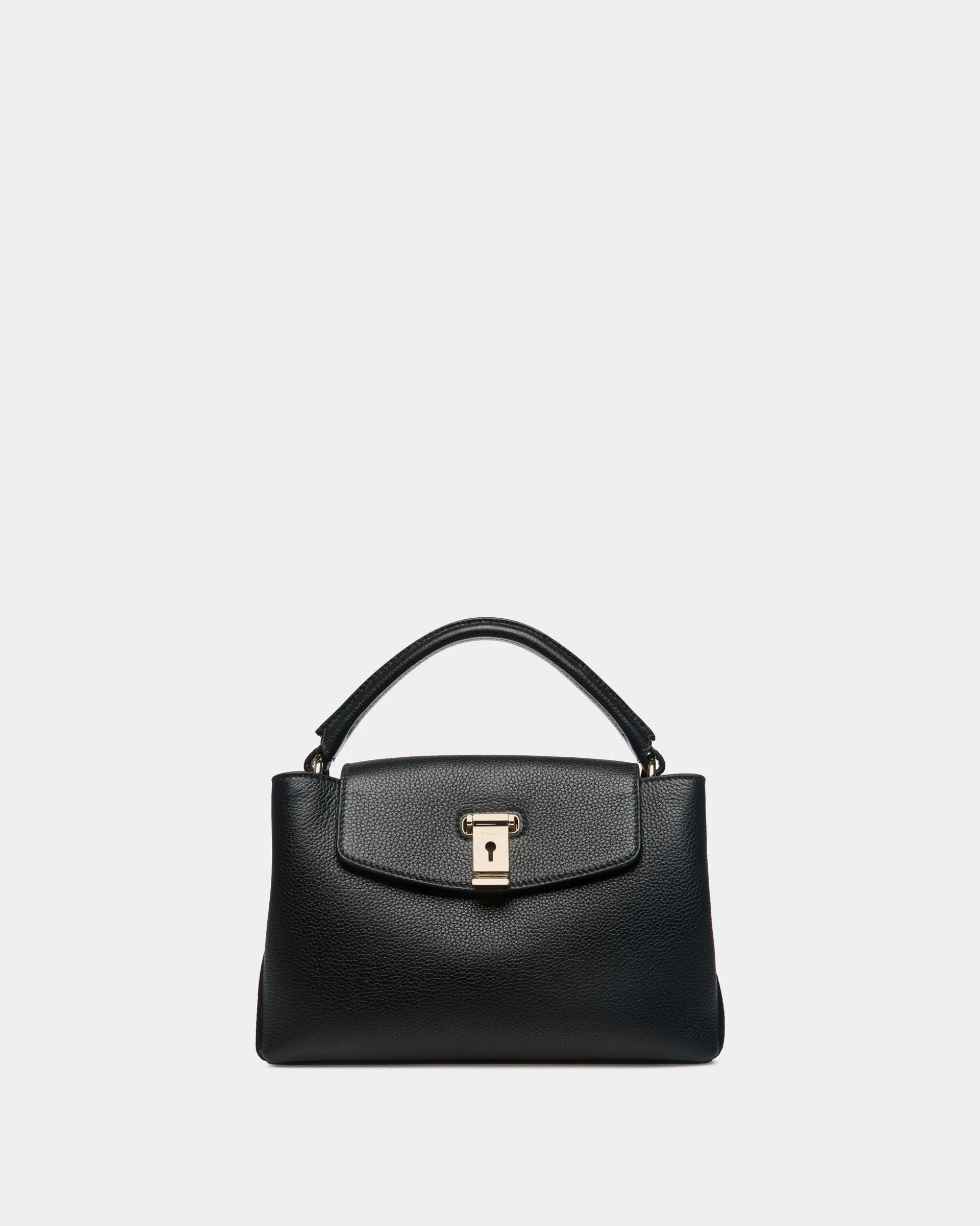 Kleine Lock Me Henkeltasche Aus Genarbtem Leder In Schwarz