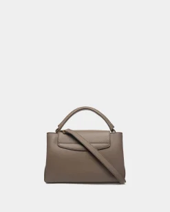 Kleine Lock Me Henkeltasche Aus Genarbtem Leder In Taupe