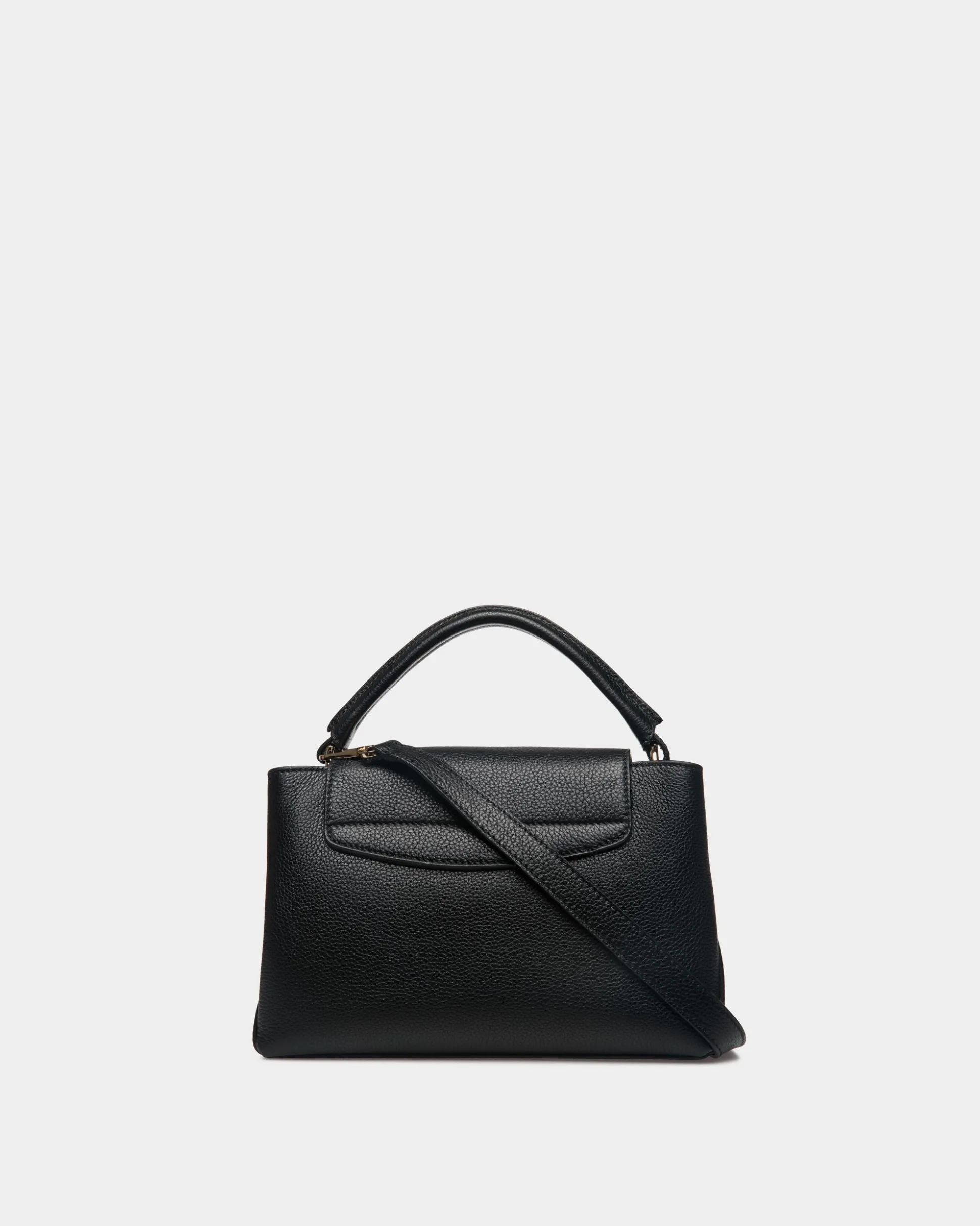Kleine Lock Me Henkeltasche Aus Genarbtem Leder In Schwarz