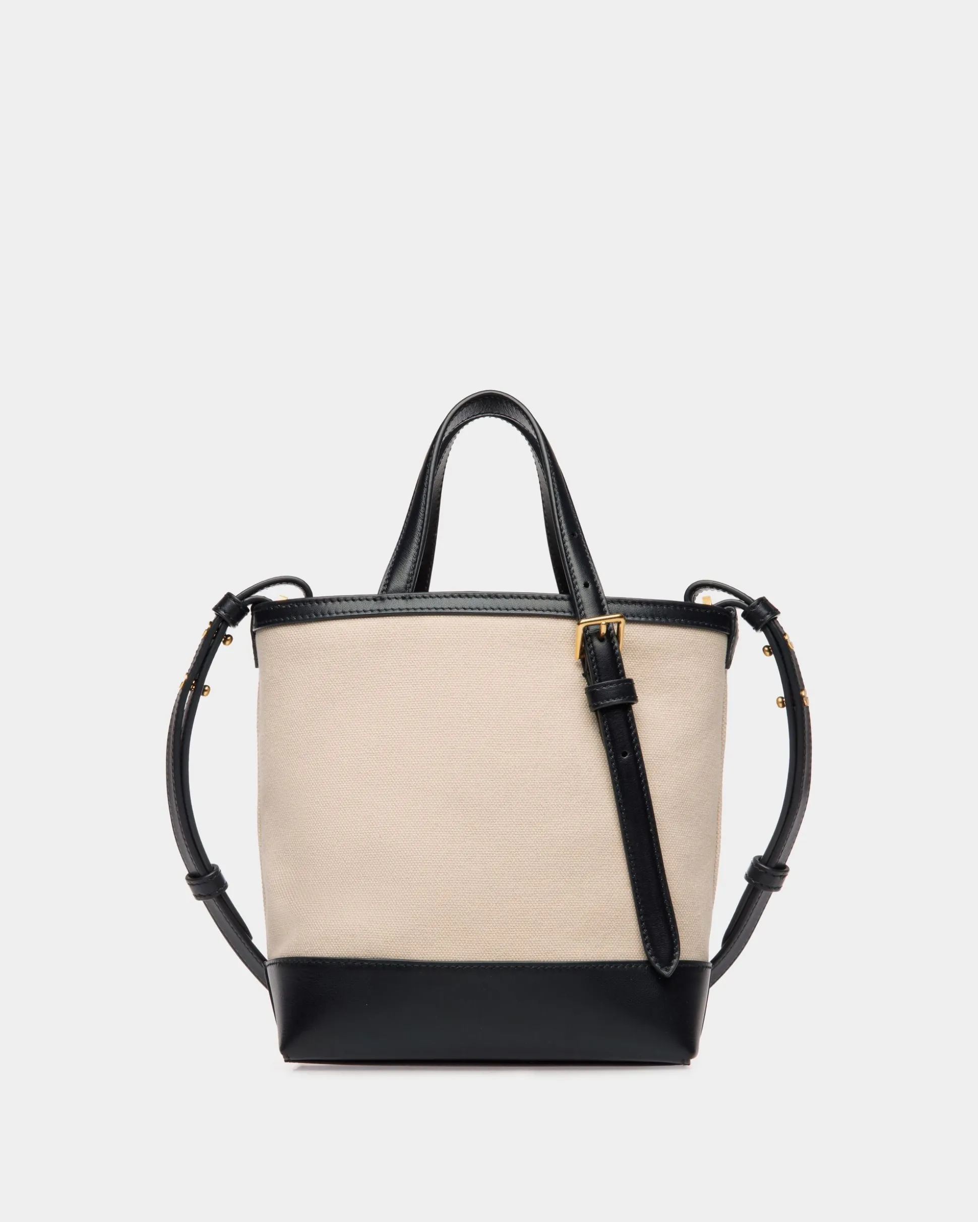 Kleine Summer Capsule Tragetasche Aus Canvas Und Leder In Natur Und Marineblau