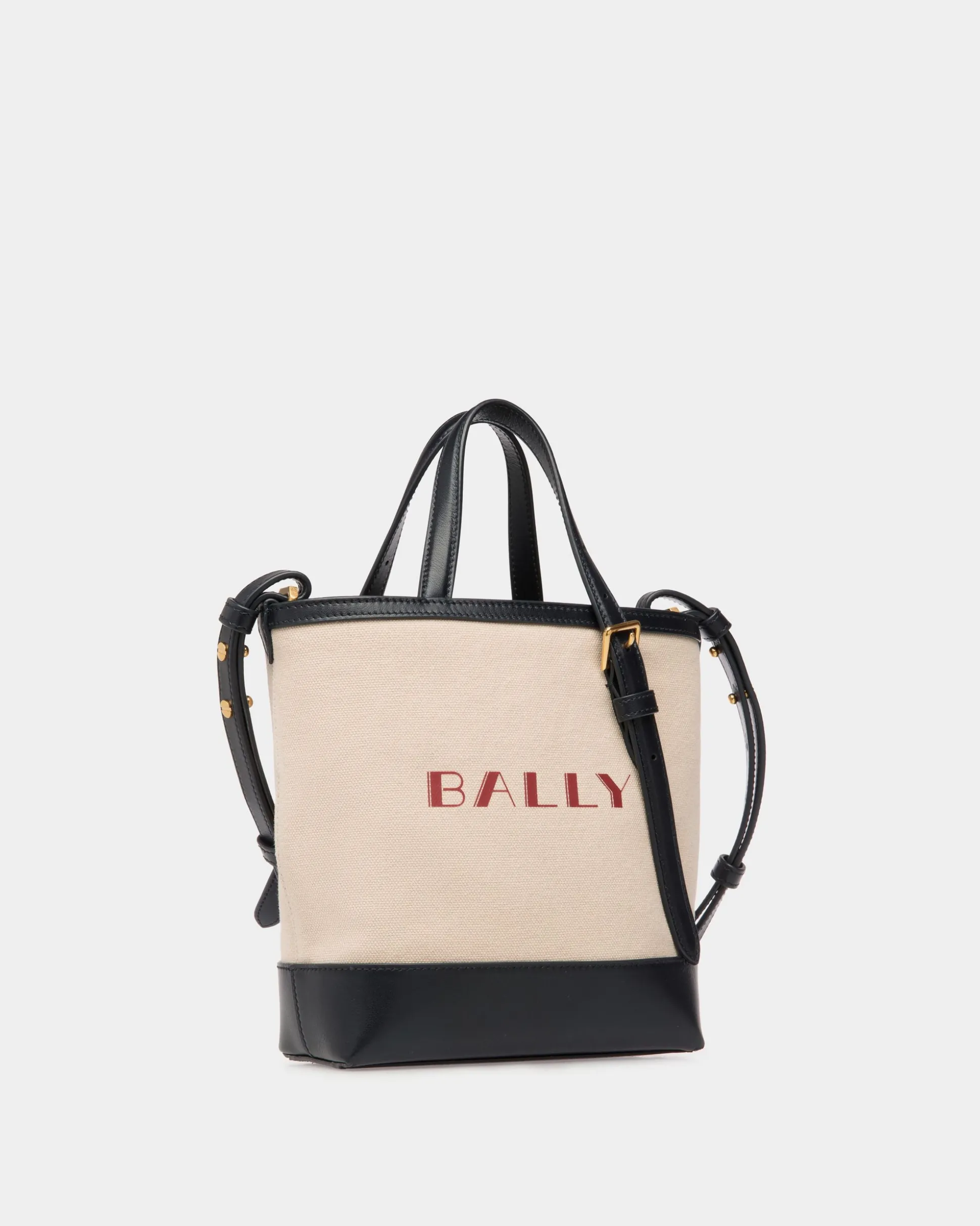 Kleine Summer Capsule Tragetasche Aus Canvas Und Leder In Natur Und Marineblau