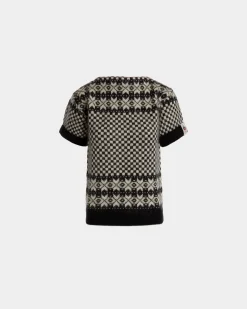 Knit Top In Black And White Mohair And Silk