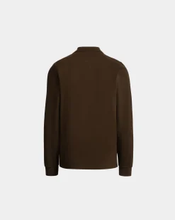 Langarm-Poloshirt Mit Forest Mask Aus Brauner Baumwolle