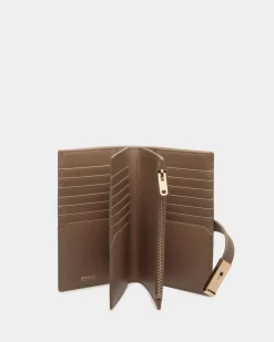 Lange Lock Me Geldbörse Aus Genarbtem Leder In Taupe