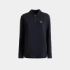 Langärmeliges Poloshirt Aus Baumwolle In Navy Blue Mit Bally Crest Logo