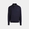 Langärmeliges Poloshirt Aus Kaschmirgemisch In Navy Blue Mit Bally Crest-Logo