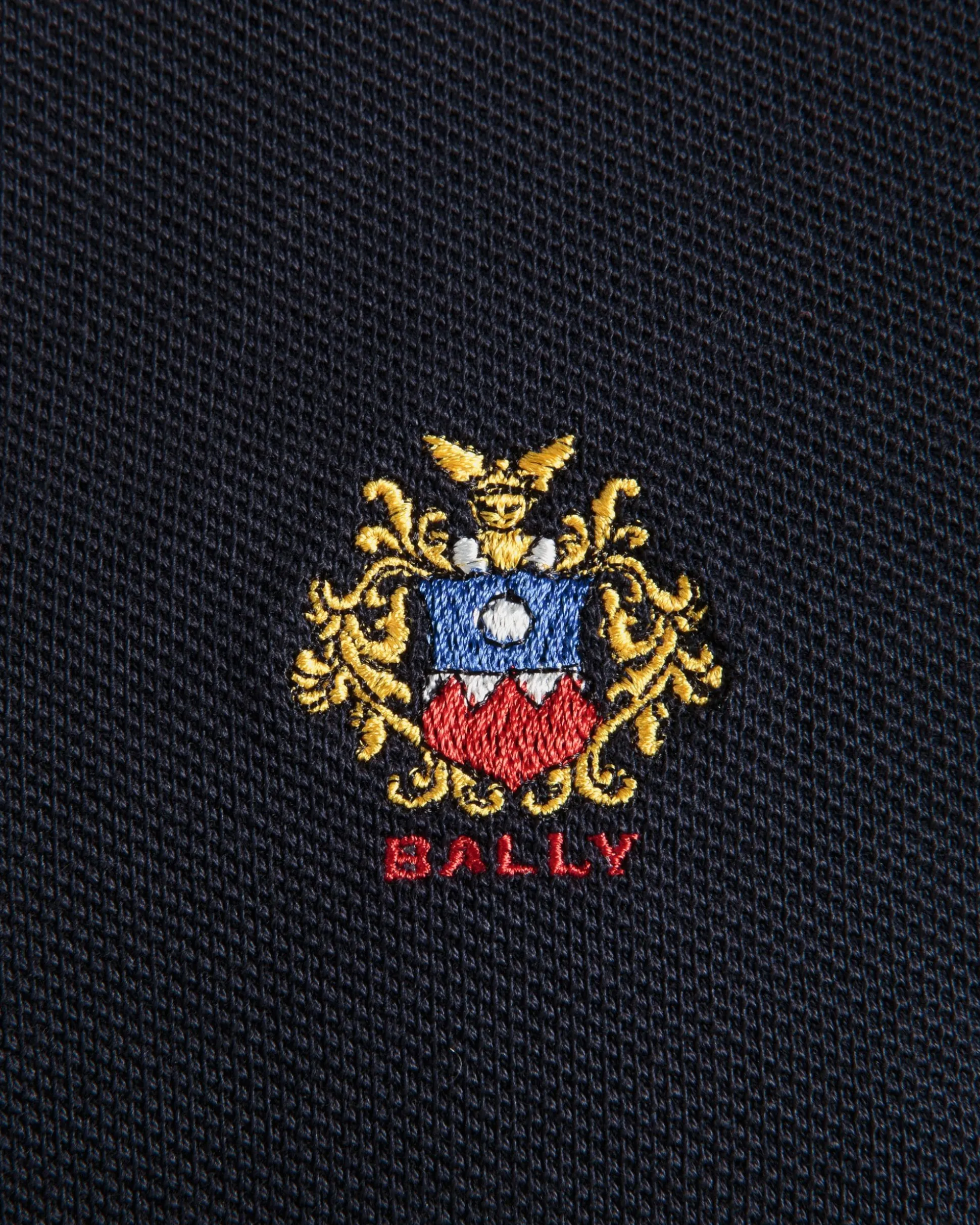 Langärmeliges Poloshirt Aus Baumwolle In Navy Blue Mit Bally Crest Logo