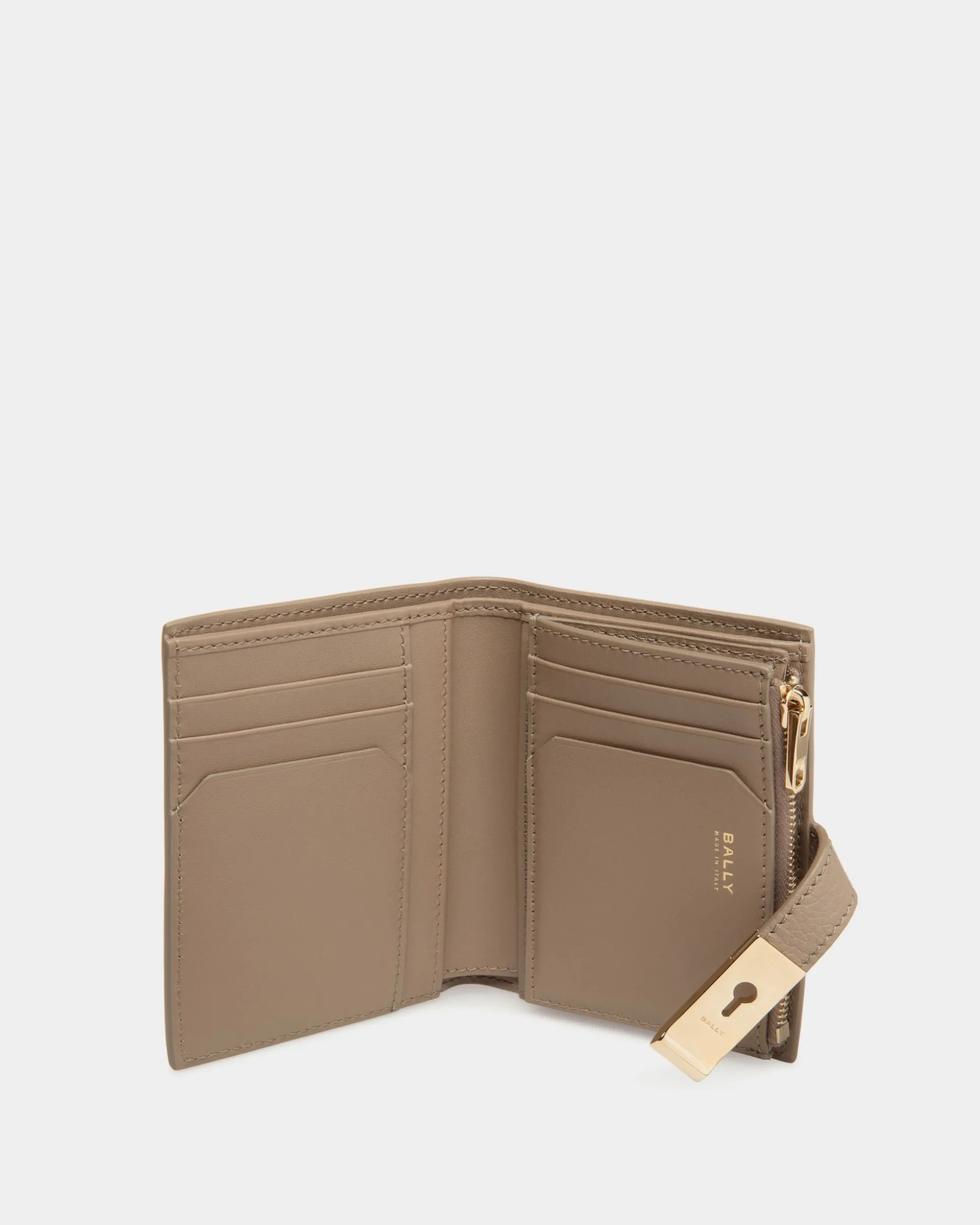 Lock Me Geldbörse Aus Genarbtem Leder In Taupe