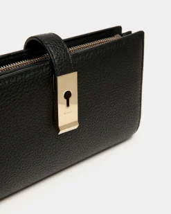 Lock Me Geldbörse Aus Genarbtem Leder In Schwarz