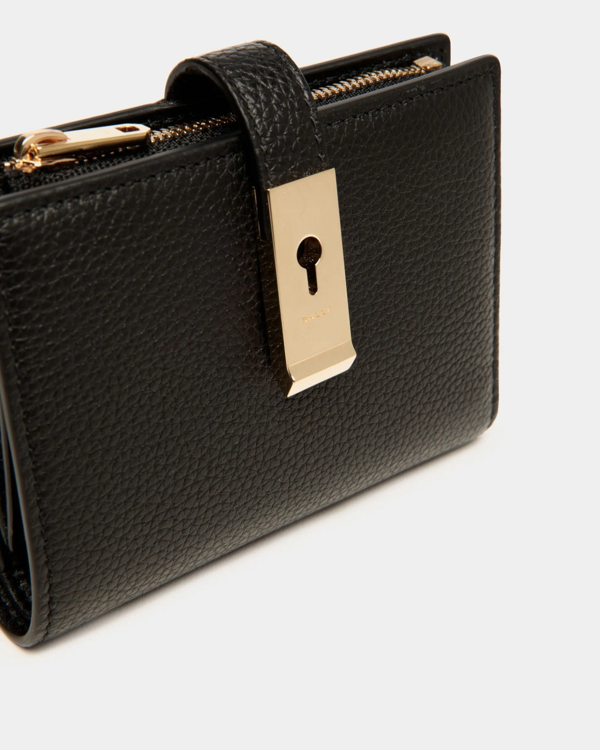 Lock Me Geldbörse Aus Genarbtem Leder In Schwarz