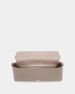 Lock Me Multifunktionale Minitasche Aus Genarbtem Leder In Hellbeige