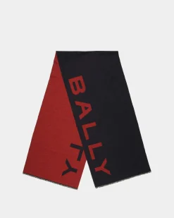 Logo Schal Aus Stoff in Tiefrubinrot und Mitternachtsblau
