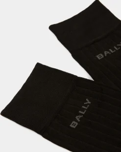 Logo-Socken Aus schwarzem Baumwollgemisch