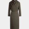 Midikleid Mit Gürtel Aus Fließendem Twill In Military Green