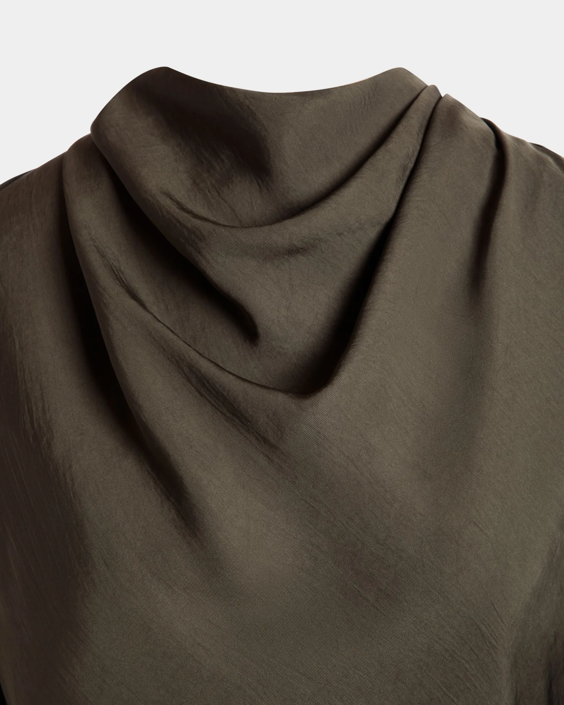 Midikleid Mit Gürtel Aus Fließendem Twill In Military Green