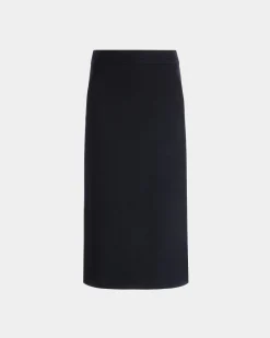 Midirock Aus Wolle In Navy Blue