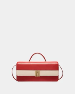 Ollam Henkeltasche Aus Leder In Rot Und Weiß