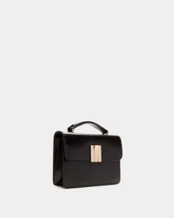 Ollam Mini-Henkeltasche Aus Gebürstetem Leder In Schwarz