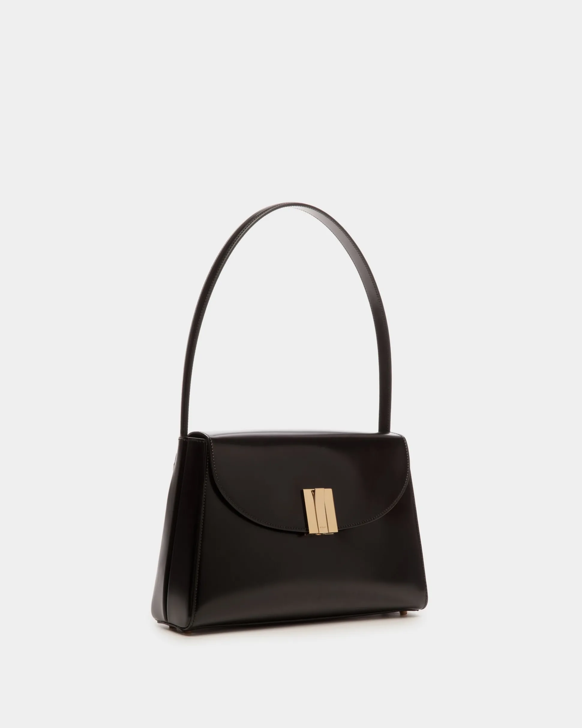 Ollam Schultertasche Aus Gebürstetem Leder In Schwarz