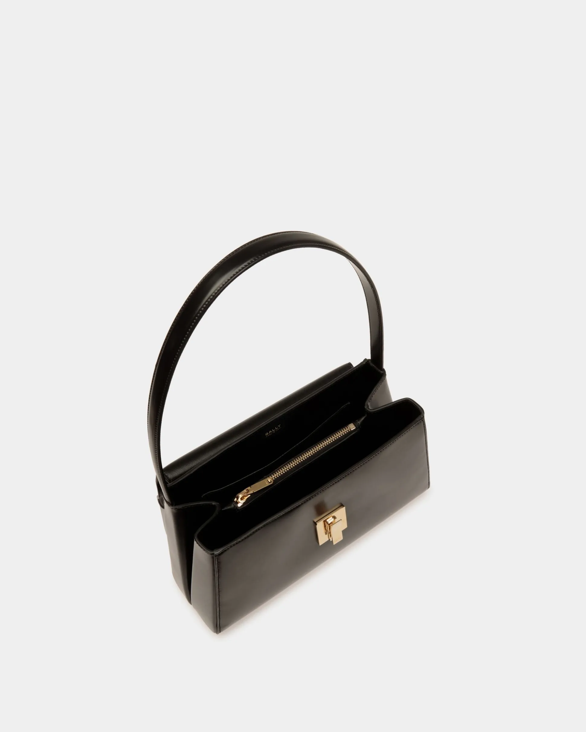 Ollam Schultertasche Aus Gebürstetem Leder In Schwarz