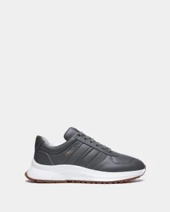Outline Sneaker Aus Genarbtem Leder In Grau