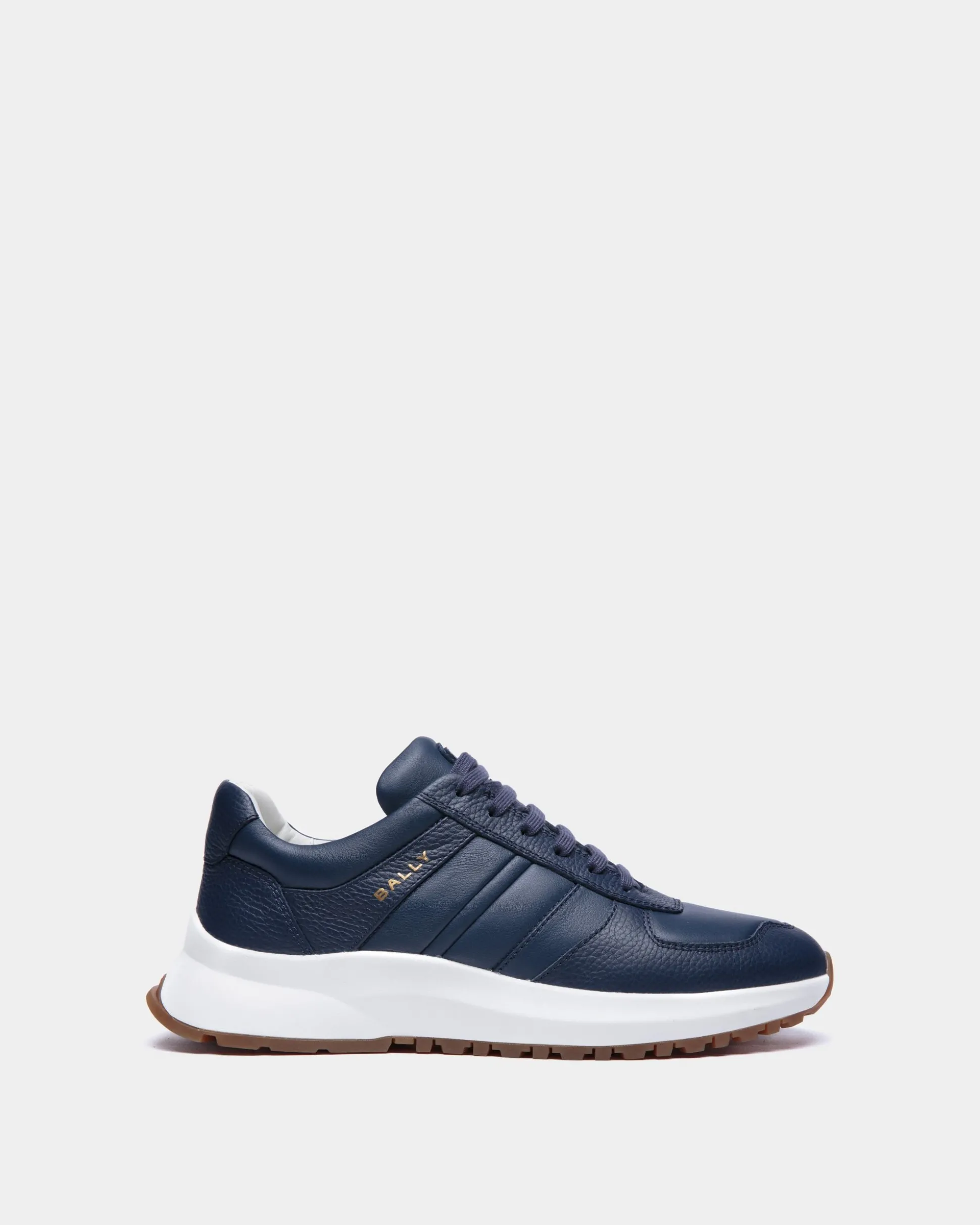 Outline Sneaker Aus Genarbtem Leder In Blau
