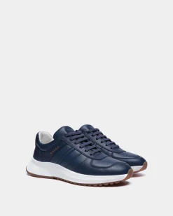 Outline Sneaker Aus Genarbtem Leder In Blau