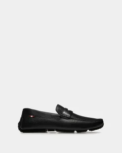 Pilot Driver-Schuh Aus Genarbtem Leder In Schwarz