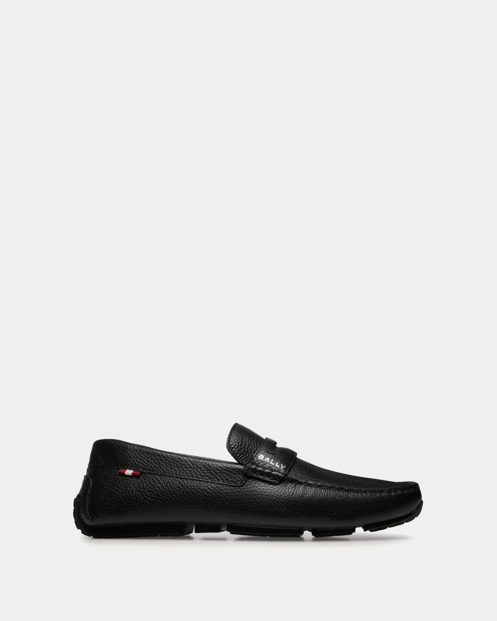 Pilot Driver-Schuh Aus Genarbtem Leder In Schwarz