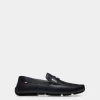 Pilot Driver-Schuh Aus Genarbtem Leder In Marineblau