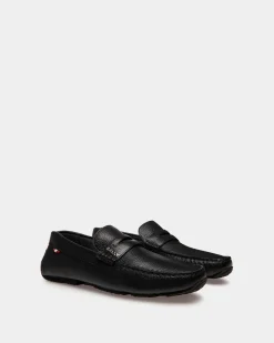 Pilot Driver-Schuh Aus Genarbtem Leder In Schwarz