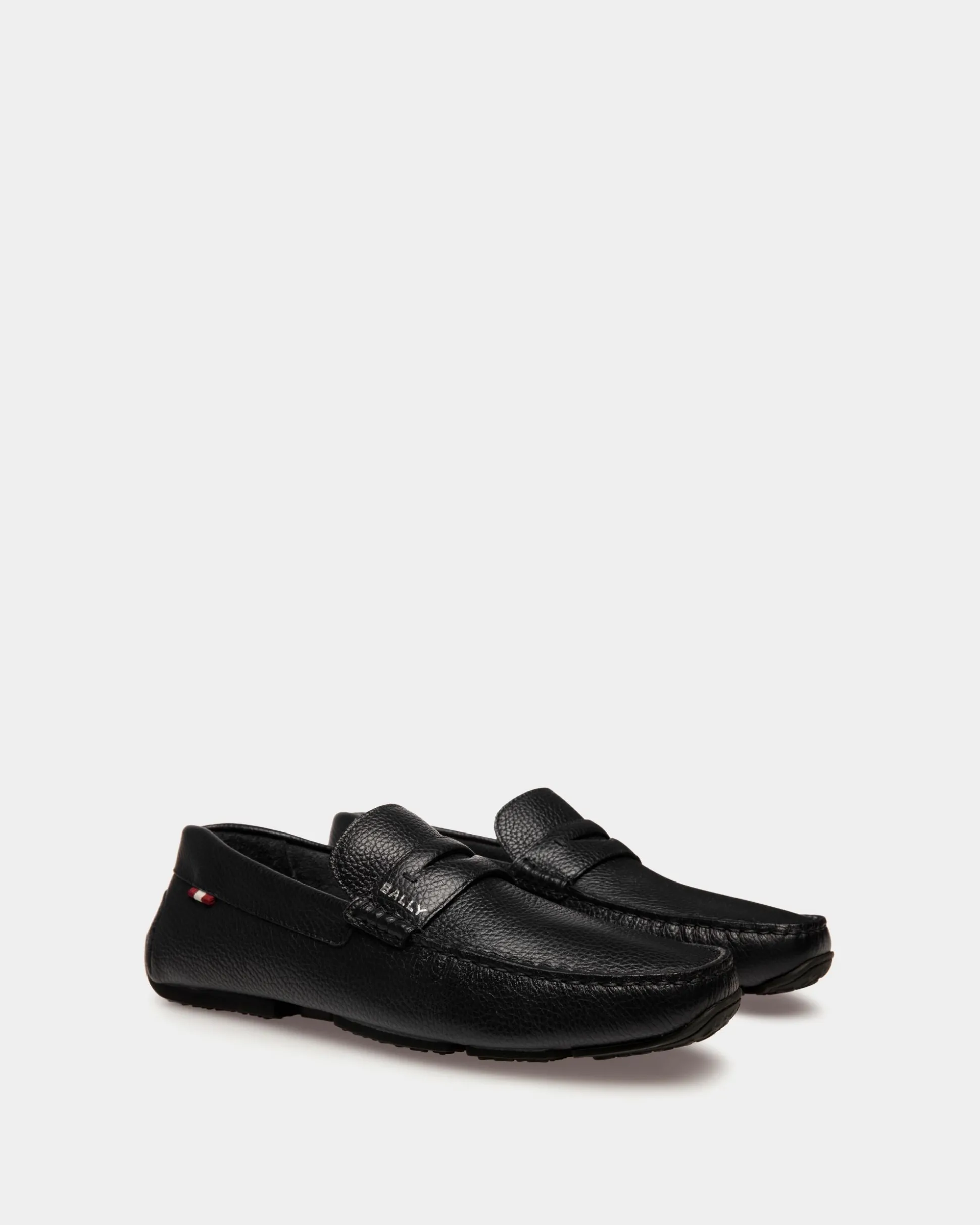 Pilot Driver-Schuh Aus Genarbtem Leder In Schwarz